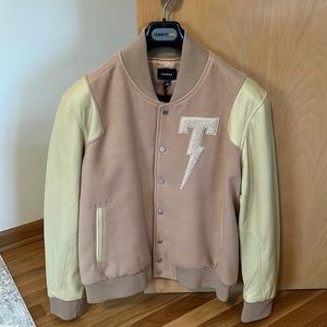 Tackma Varsity Jacket, Tan, Size Large, Brand New with Tags